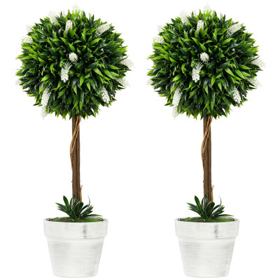 60 cm H Faux Tree Plant in Cement Freestanding Planter