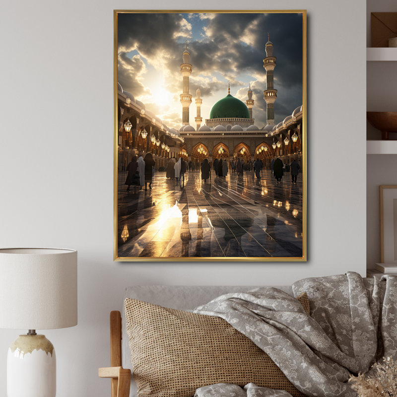 Mosquée de Rinnel - Art mural, H 40 po x l 30 po x P 1,5 po, Cadre flottant doré