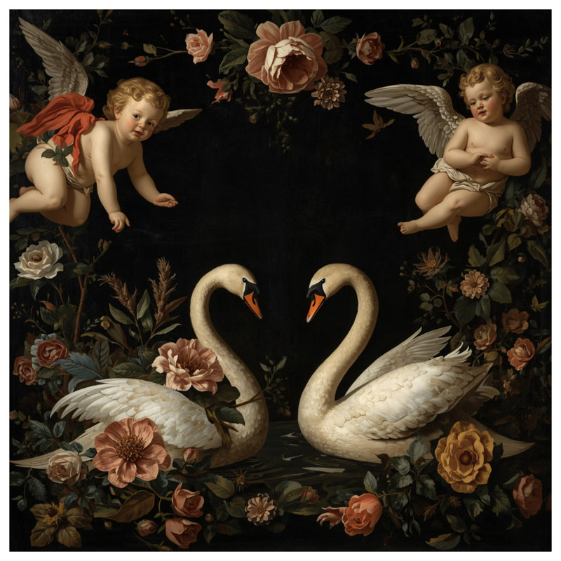 Rideaux Swans avec chérubins, voilages et voilages Swans - 1 panneau, Blocage, 50 po x 80 po - 1 panneau