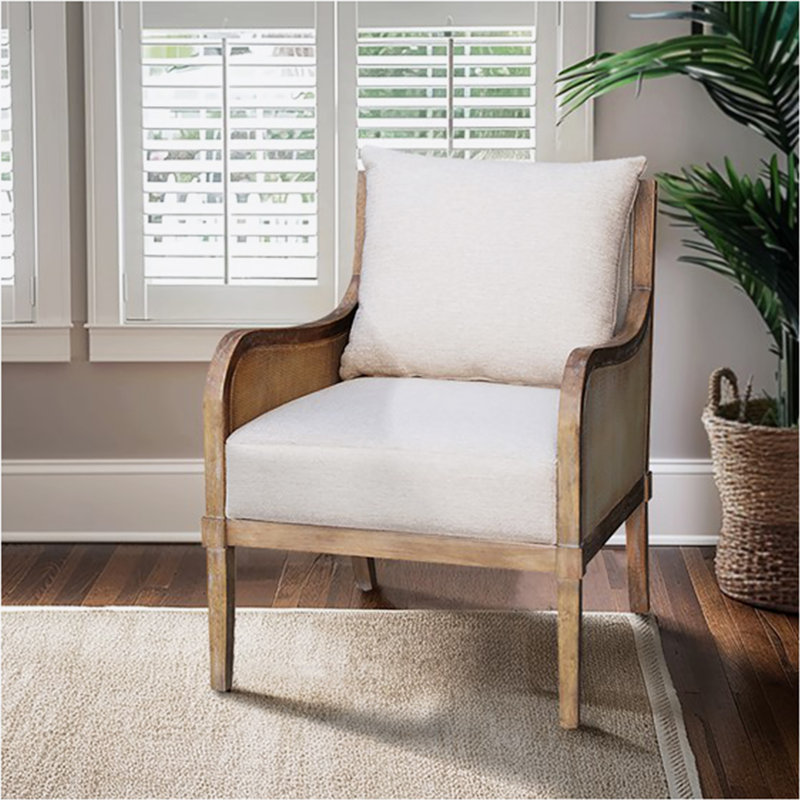 Cane Accent Chair with Removable Back Cushion