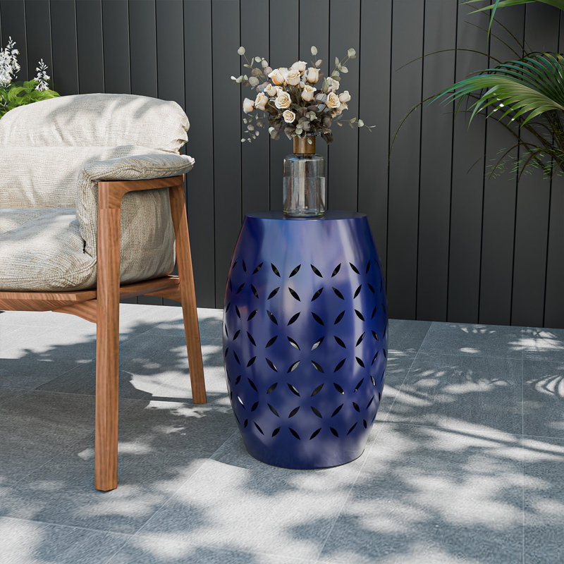 Table de bout d'extérieur ronde bleue
