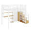 Lit mezzanine double en métal avec garde-robe, bureau et tablettes de rangement-818547729