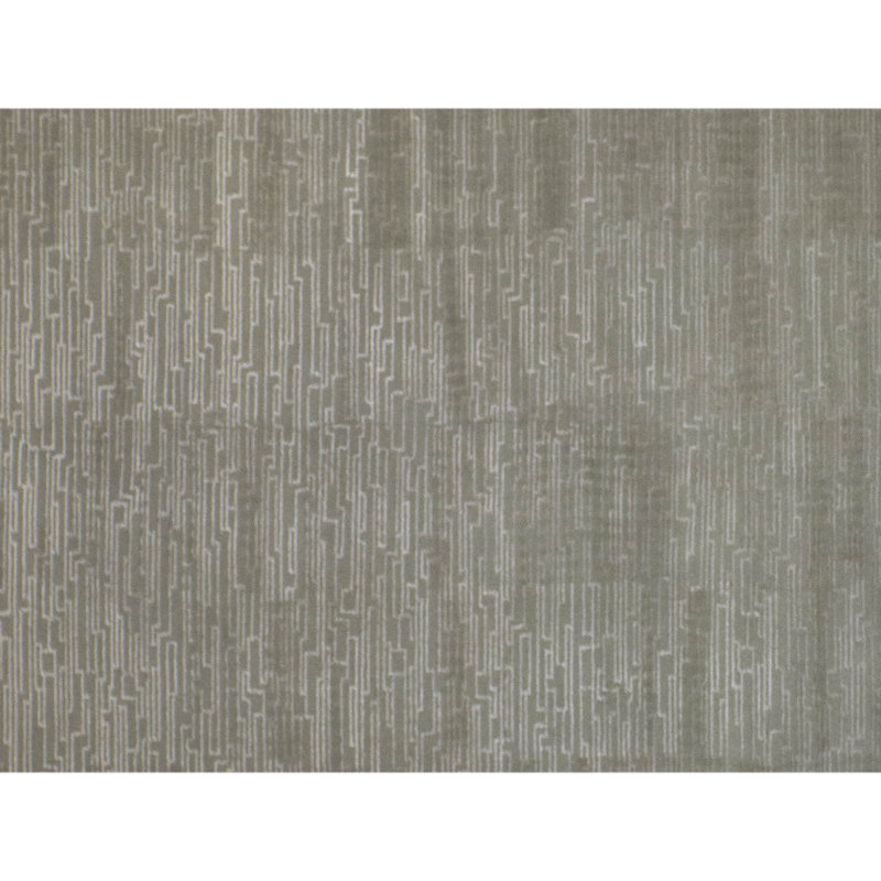 Hand Knotted Area Rug in Celadon, Rectangle 6' x 9'