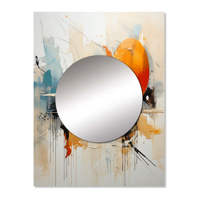 Teal Orange Bold Energy III - Dams Mirror, Modern Unique Wall Mirror, Printed Metal Art