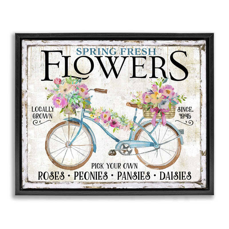  "Spring Spring Flowers & Bike", art mural sur toile flottante par Creatif Belle, H 25 po x l 31 po