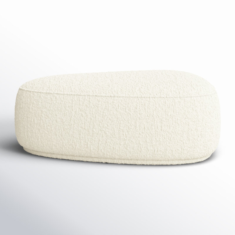 Adna 44'' Triangular Upholstered Ottoman, Aries Cream Sherpa