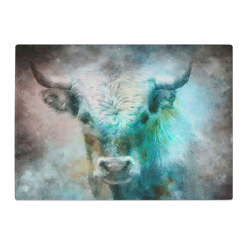 Bull Cow in the Mist Painting Chopping Board, 0.4cm H x 20cm W x 28.5cm L