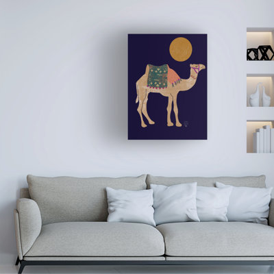 Camel and Moon - reproduction d'art sur toile tendue