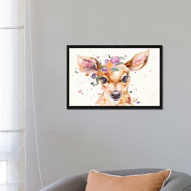 Little Deer by Sillier Than Sally - Gallery-Wrapped Canvas Giclée on Canvas, Black Framed, 66.04 cm H x 45.72 cm W