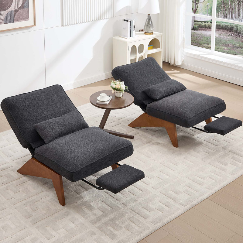 Accent Chair with Adjustable Footrest ,Lounge Chair with Adjustable Backrest,Reclining Chair For Reading Room,Living Room,Apartment, Office (Set of 2)
