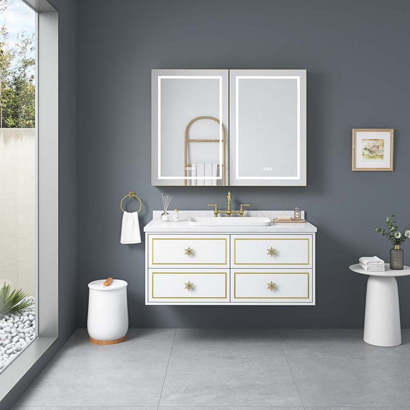 Armoire à pharmacie avec miroir 6 tablettes Mehdo