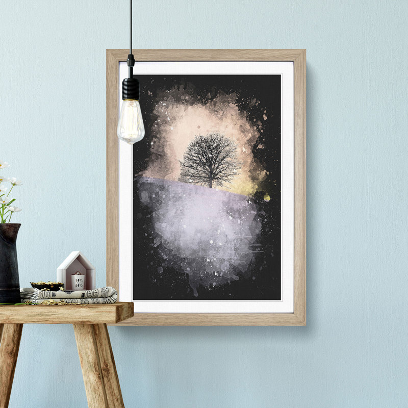 A Winter Tree at Sunset - Framed Print, 33cm H x 24cm W x 2cm D, Oak Framed
