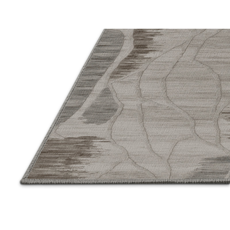Machine Washable Abstract Gray Area Rug, Rectangle 3' x 5'