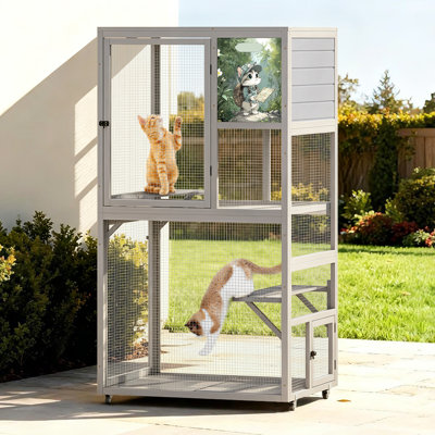  Design unique imprimé en couleur sur roulettes pour patio intérieur pour chat, fenêtre de clôture de chat amovible, hauteur de 66 pouces