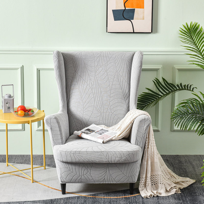 T-Cushion Wingback Slipcover, Light Grey