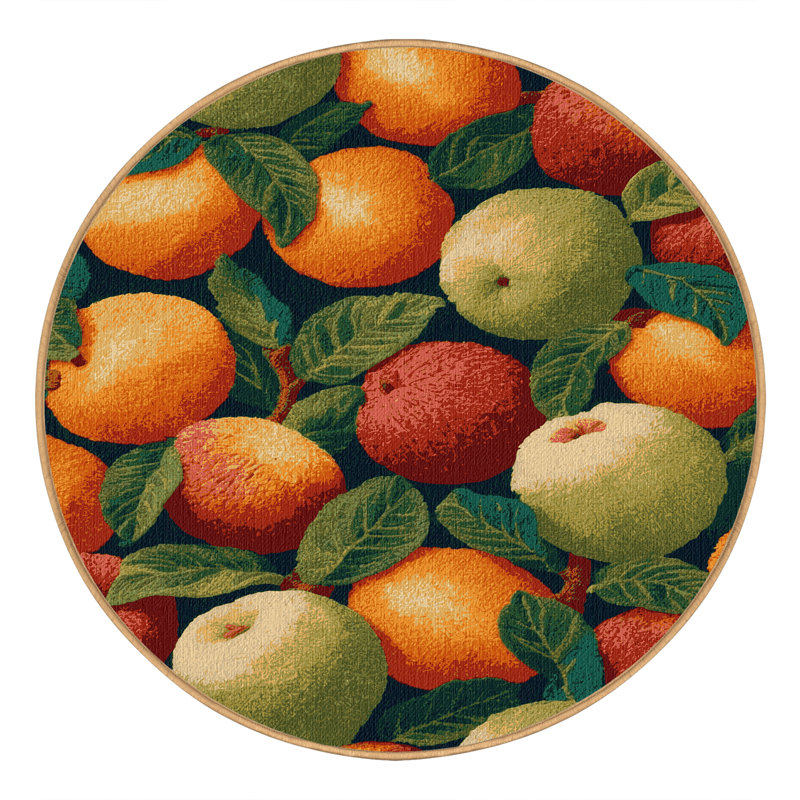  Tapis lavable avec fruits Aprium, Rond 3 pi