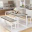 Ensemble de table de salle à manger pour 4 personnes, table de cuisine rectangulaire moderne avec 2 bancs, ensemble de 3 pièces de table et chaises pour petits espaces, cuisine, salle à manger-193642386
