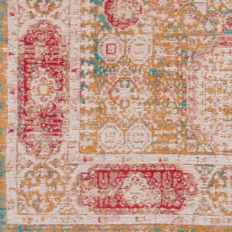 Moutarde/bleu vif tissé à la main Aoi Tapis décoratif, Rectangle 2 pi x 3 pi