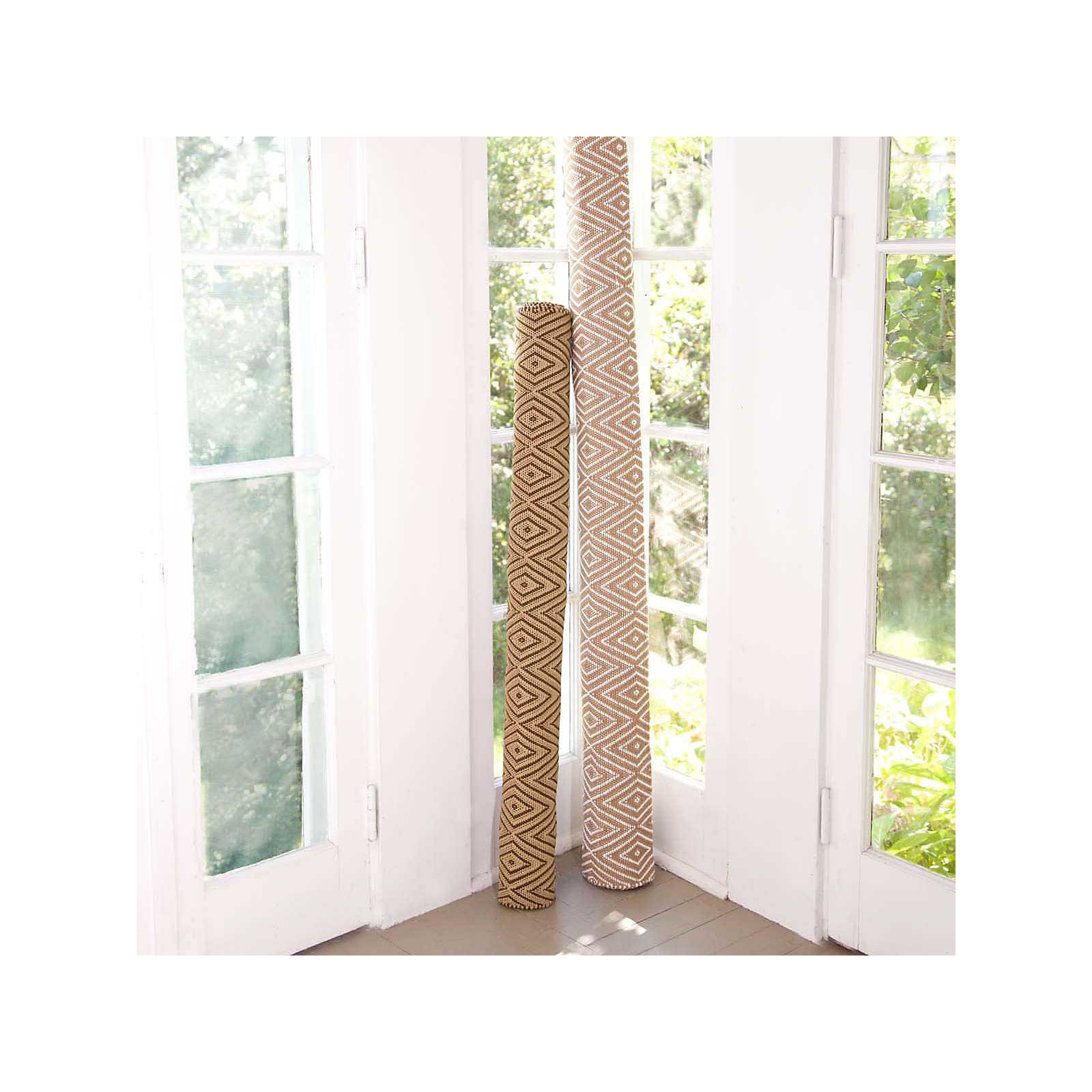 Diamond Handwoven Indoor/Outdoor Rug, Rectangle 3' x 5', Khaki/White