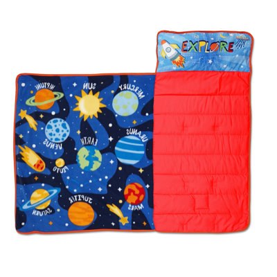  Tapis de sieste pour enfant Planets Outer Space - Comprend un oreiller et une couverture