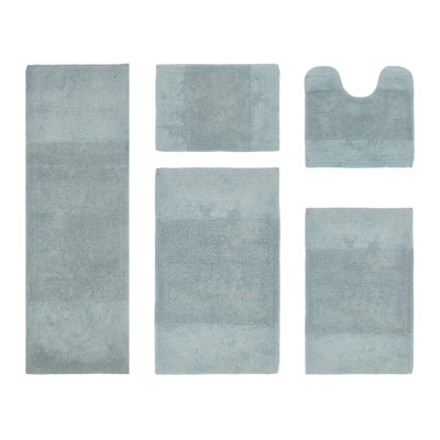 Makaylynn Premium 100% Cotton 5 Piece Bath Rug Sets with Non-Slip Backing, Machine Washable, Luxurious Solid Pattern Super Absorbent & Tufted Weave Bath Mat for Bathroom, Shower, and Tub