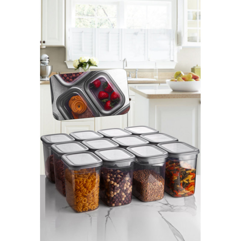 Versatile Storage Box Set, Anthracite Colour, 4.7 x 6.5 x 6.5 inches | 100% BPA-Free Plastic, 67.6 fl oz Capacity | Dishwasher-Safe, Ideal for Organizing Home & Office Spaces, Durable and Stylish Design