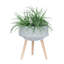 S / 2 DÉCORSEUR DE PIERREZZO 11/15 "AVEC PIEDS EN BOIS, GRIS