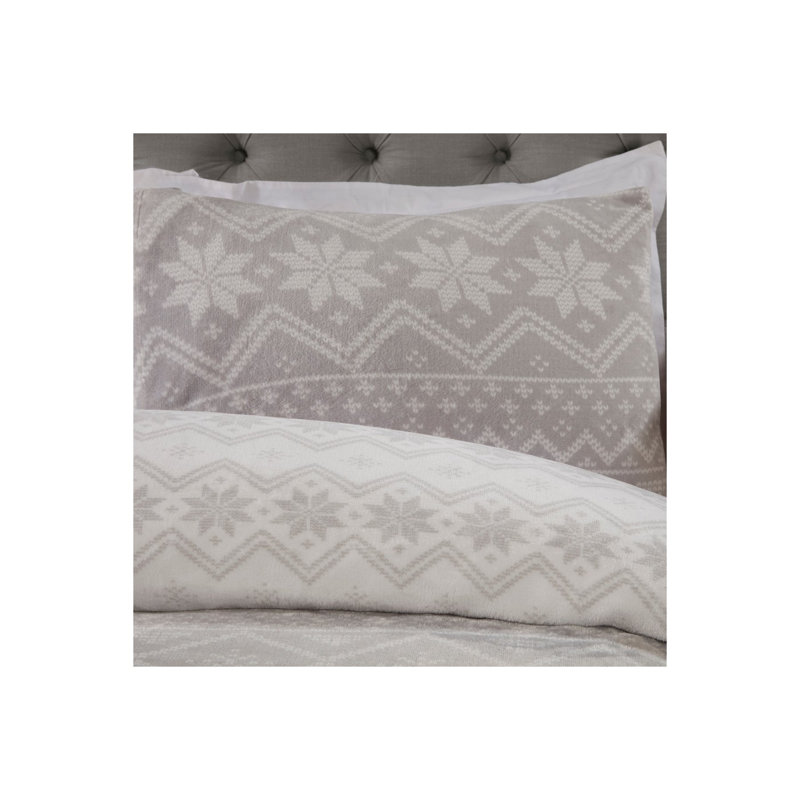Brough Classic Polyester No Pattern Duvet Cover with Pillowcases, Grey, Double - 2 Standard Pillowcases