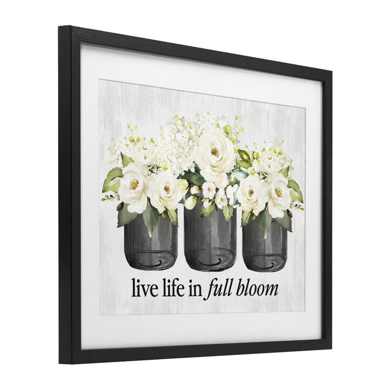 «Life In Full Bloom», reproduction encadrée sous verre rustique, design par lettré et doublé, H 13 po x l 16 po