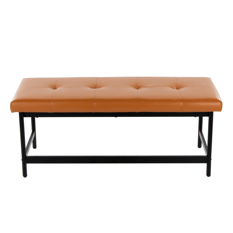 Banc en métal et similicuir, Orange