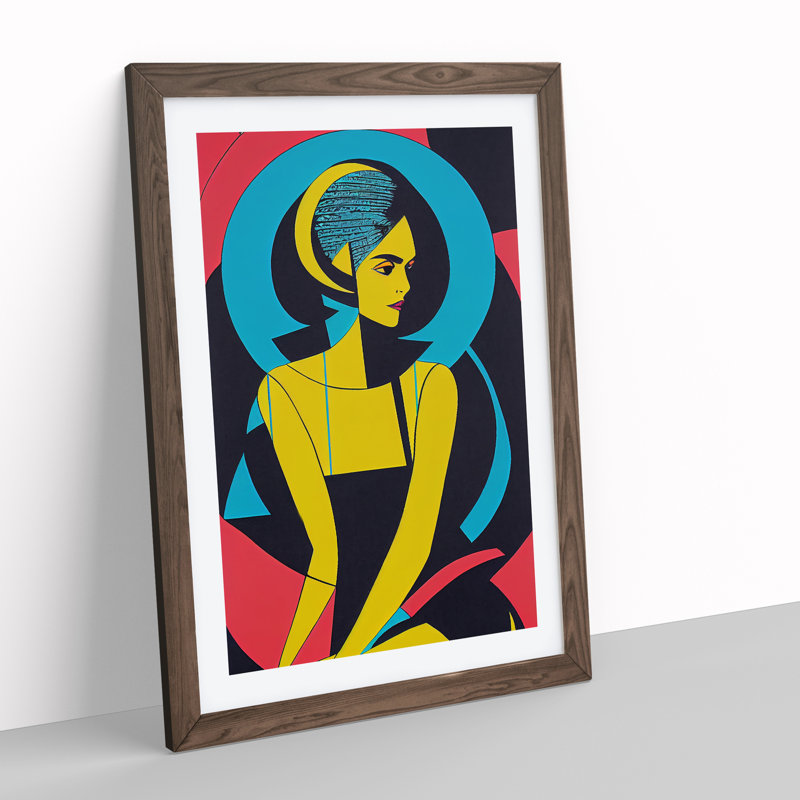 Vivid Abstract Woman - Wall Art, 48cm H x 36cm W, Walnut Framed, White