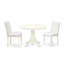 Ensemble de table de cuisine 3 pièces pour petits espaces comprenant une table de salle à manger ronde avec piédestal et 2 chaises rembourrées en similicuir blanc, 42 po x 42 po, lin blanc-589976468-655403505-655403504