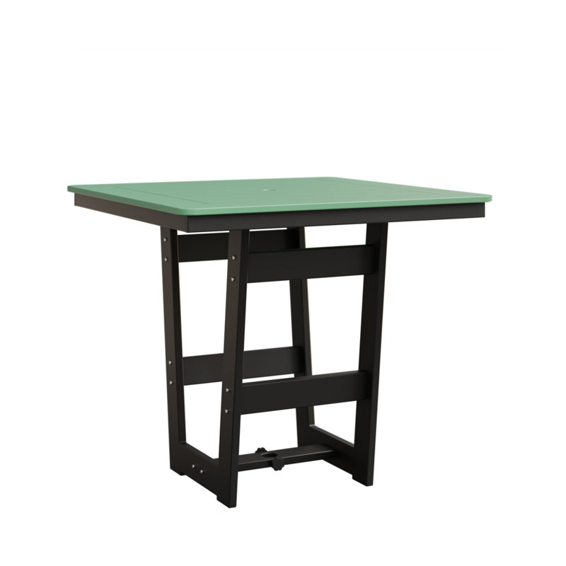 Hudson Outdoor Square Bar Table, Mint, Matte Black