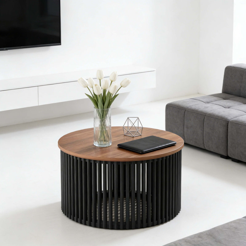 ACACIA SOLID WOOD COFFEE TABLE,NATURAL & BLACK COLOR