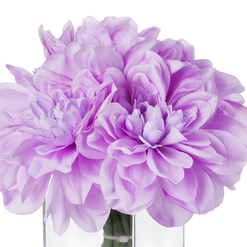 Agencements de fleurs en soie dahlia et de pièce maîtresse en vase, Mauve