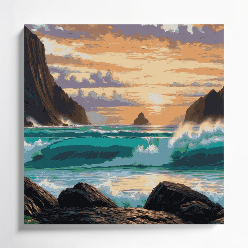 «Hawaiian Rock Formations», art mural sur toile noire, H 12 po x l 12 po
