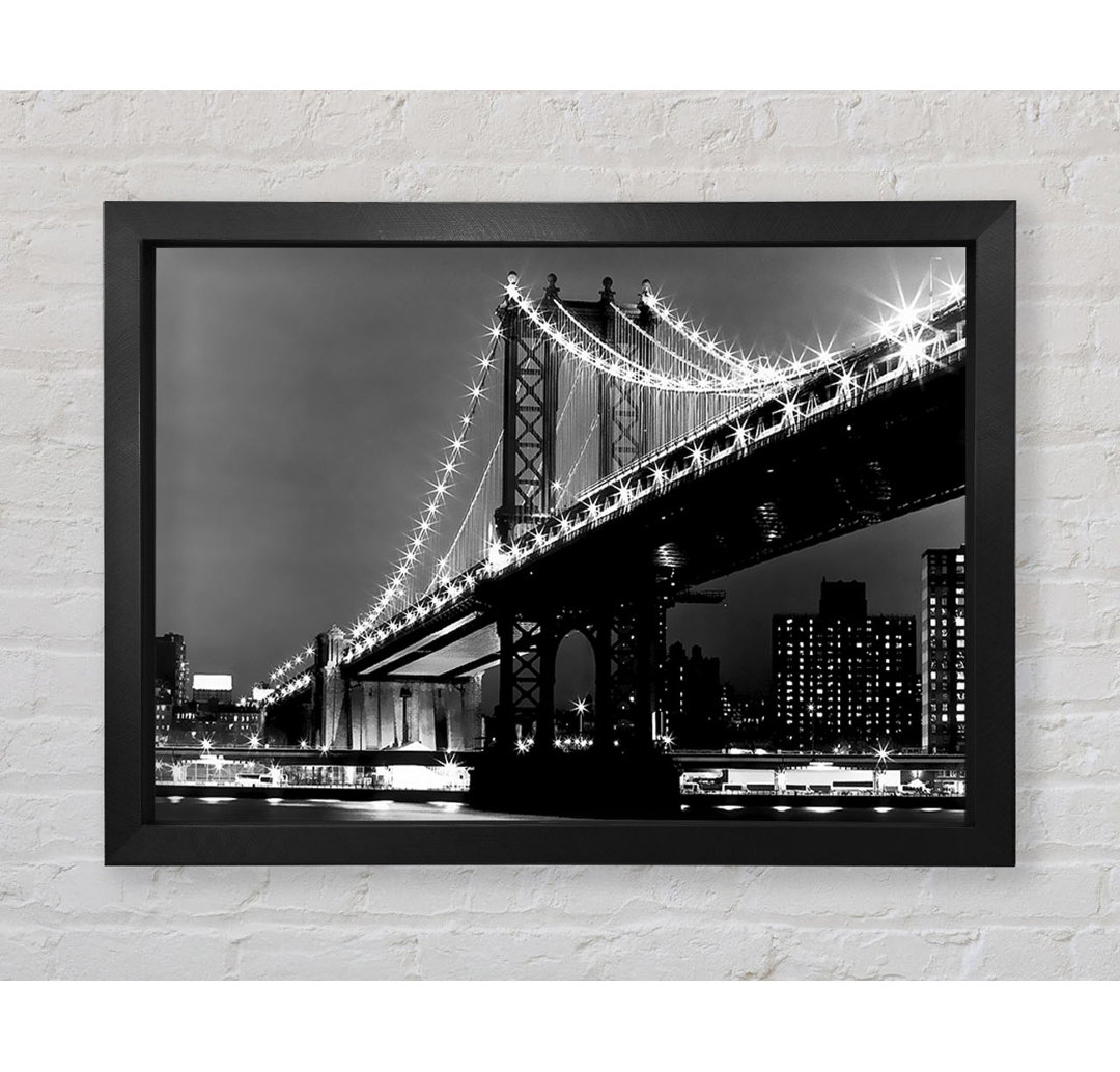 Brooklyn Bridge Nachtlichter B N W - Druck