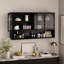 Armoire de rangement murale à quatre portes en verre avec installation facile et peu encombrante-1186326001