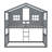 Twin Over Twin House Bunk Bed With Ladder, Wood Bed-Gray