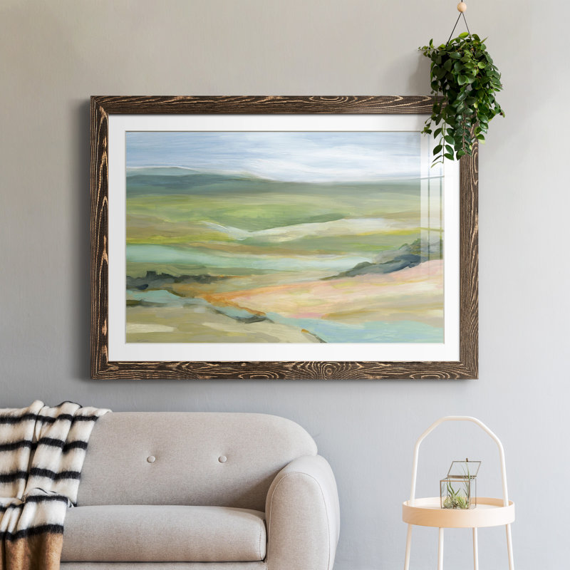 River Valley - peinture encadrée, H 37,5 po x l 27,5 po x P 1,5 po, Encadré de bois de noyer