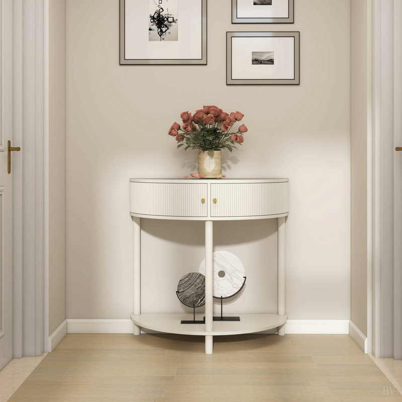 Console demi-lune Artisan-Wave, Cream, Cream, Cream