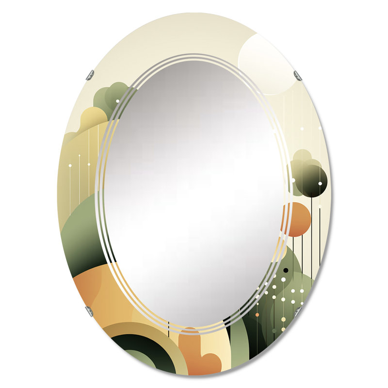 Ellicotville - Miroir mural moderne ovale, 36 po x 24 po