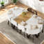 Ensemble de table de salle à manger moderne 9 pièces avec chaises en cuir Pu blanc, idéal pour la famille