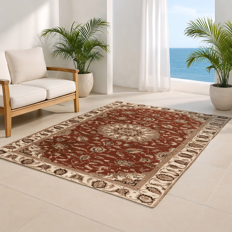 Persian Brown Indoor and Outdoor Area Rug, Rectangle 4' x 6'