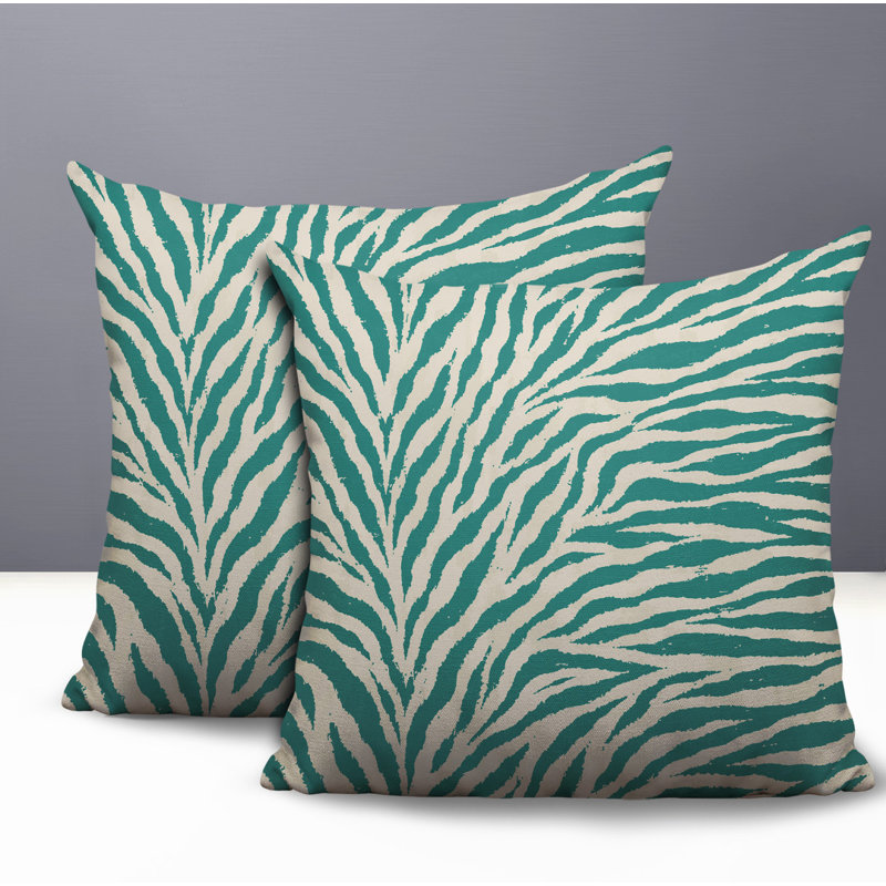 Oreiller réversible Jay Zebra, 18x18, Teal