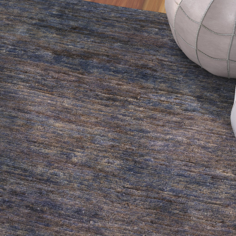 Tapis brun foncé / bleu foncé / gris anthracite en jute noué à la main Aarvi, Rectangle 2 pi x 3 pi