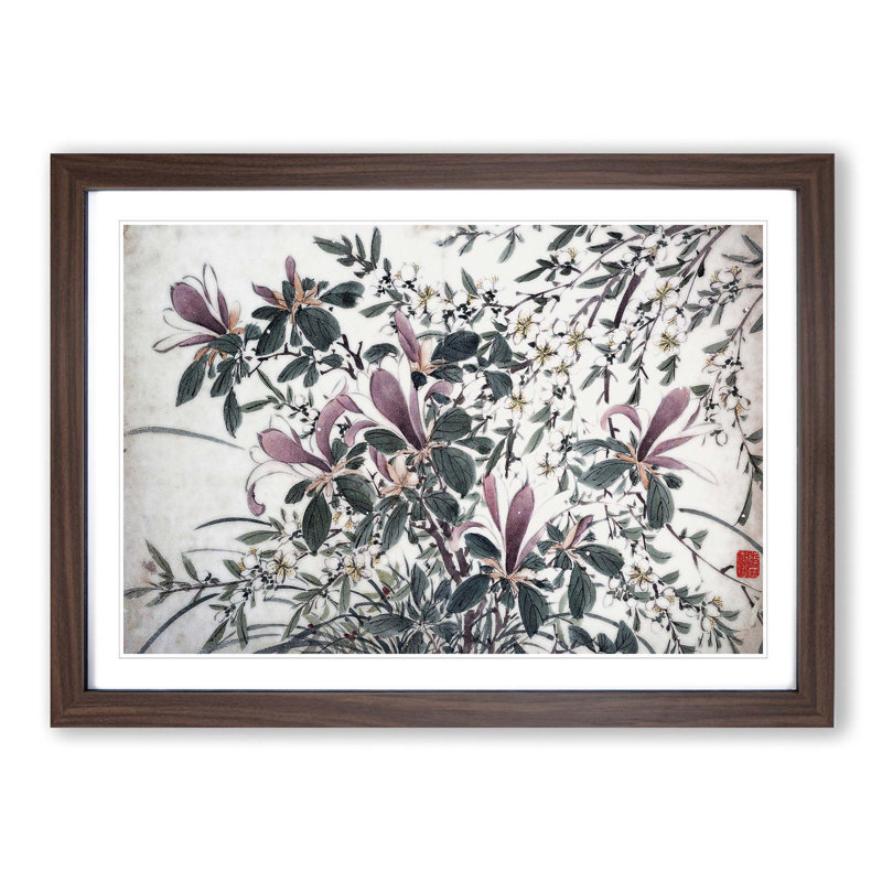 Garden Flowers Vol.11 by Chen Daofu - Picture Frame Painting Print, 27cm H x 36cm W x 2cm D, Walnut Framed
