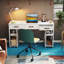 Bureau d'ordinateur moderne avec tiroirs en tissu et tablettes de rangement, petite table de bureau à domicile de 48 pouces, blanc-1915463658