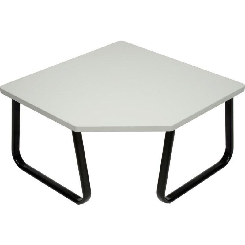 Gray Laminate Top Corner Coffee Table with Black Steel Sled Base