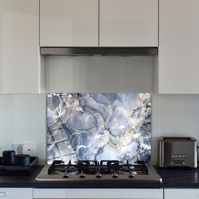 Dosseret en verre trempé Ice Flow - décoration murale de cuisine, H 30 po x l 36 po x P 0,5 po